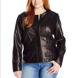 Black Leather Calvin Klein Ladies Jacket